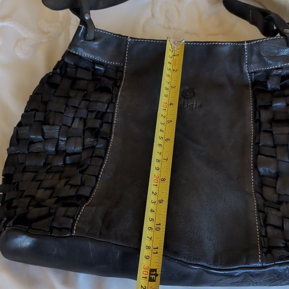 Black Basket Weave 🖤Leather Hobo Bag -Gidigio Italian Made - Picture 13 of 16
